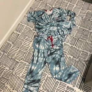 Blue tye dye sweatpants suit